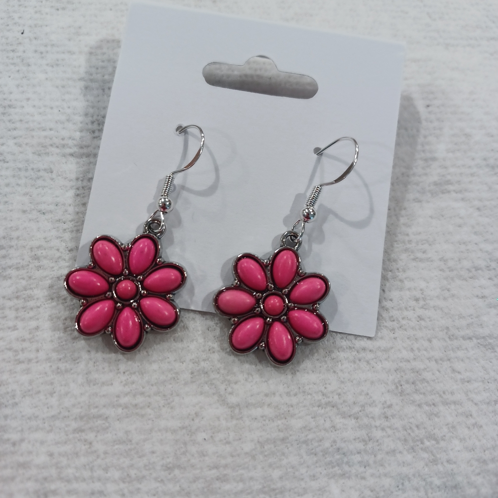 Pink Flower Earrings
